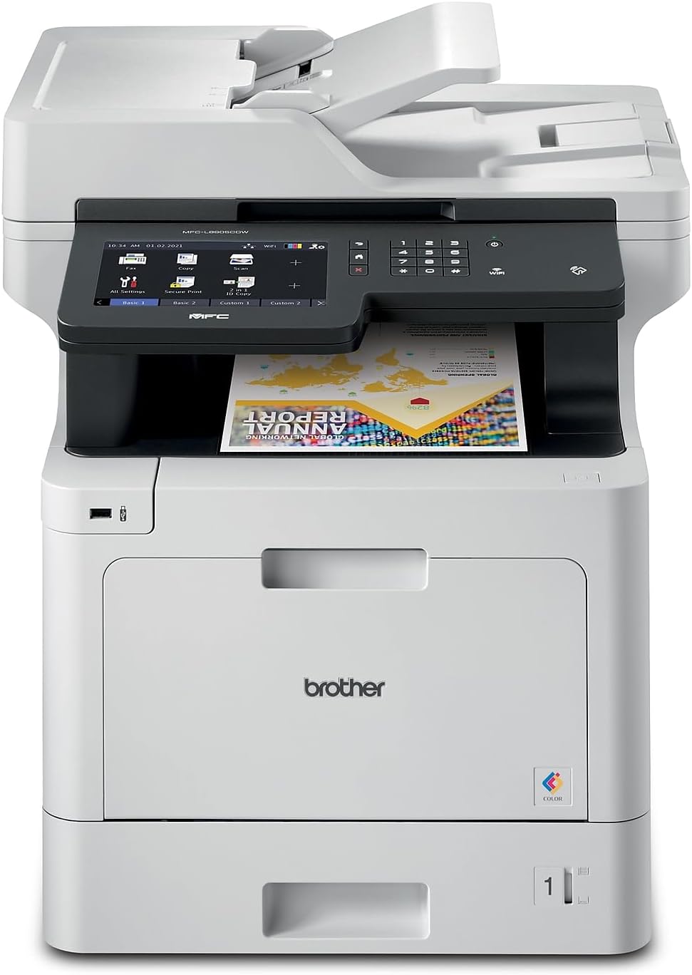 Brother Color Laser All-in-One Printer with Advanced Security, High-Speed 33ppm Printing, Wireless Network, 7 in Touchscreen, Duplex Print and Scan for Business (MFC-L8905CDW)