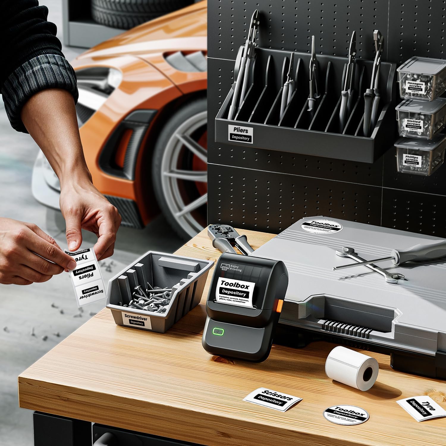 Label Maker,Barcode Label Printer, Bluetooth Label Maker Machine with Tapes for Small Business,Home Use,Logo,Sticker Printer with 80 Fonts & 300 Templates, Black - Image 3