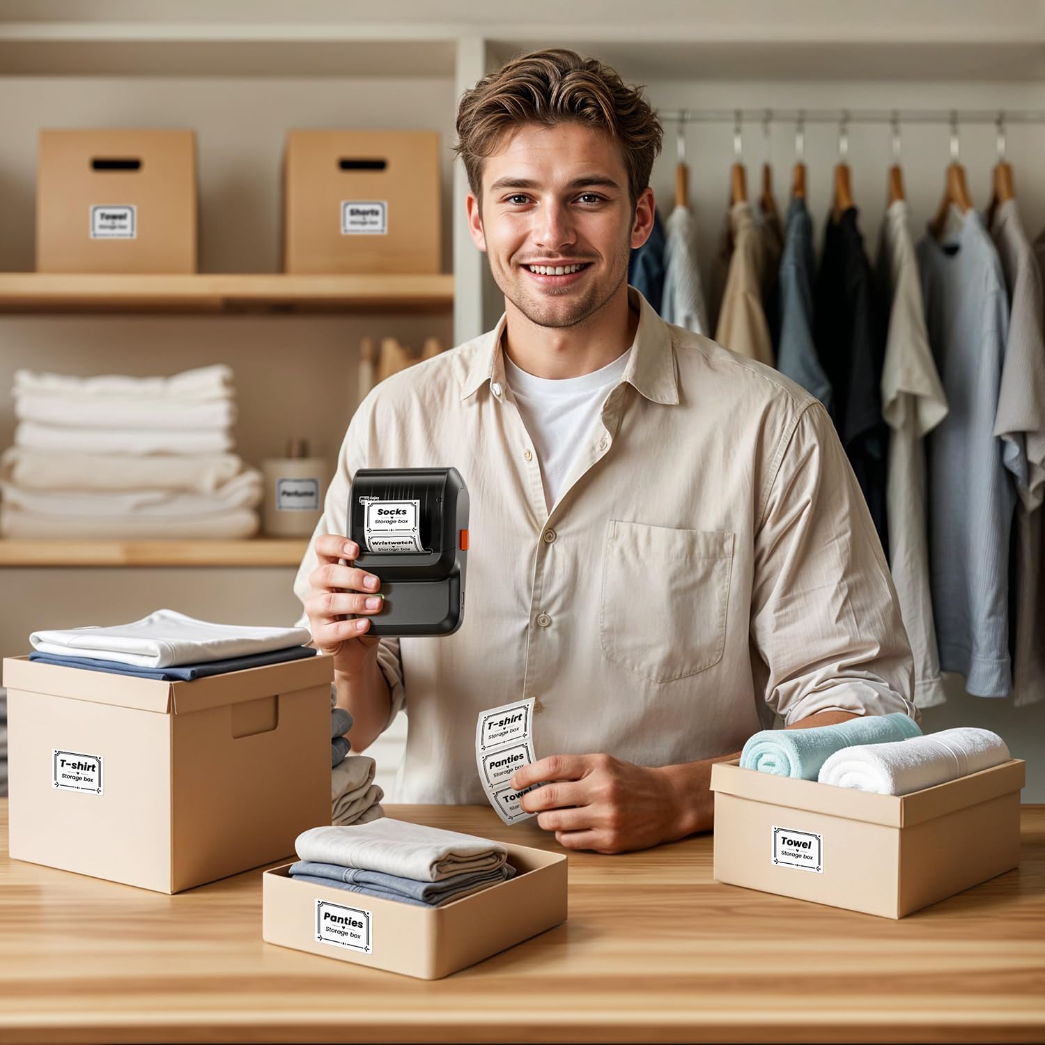 Label Maker,Barcode Label Printer, Bluetooth Label Maker Machine with Tapes for Small Business,Home Use,Logo,Sticker Printer with 80 Fonts & 300 Templates, Black - Image 4