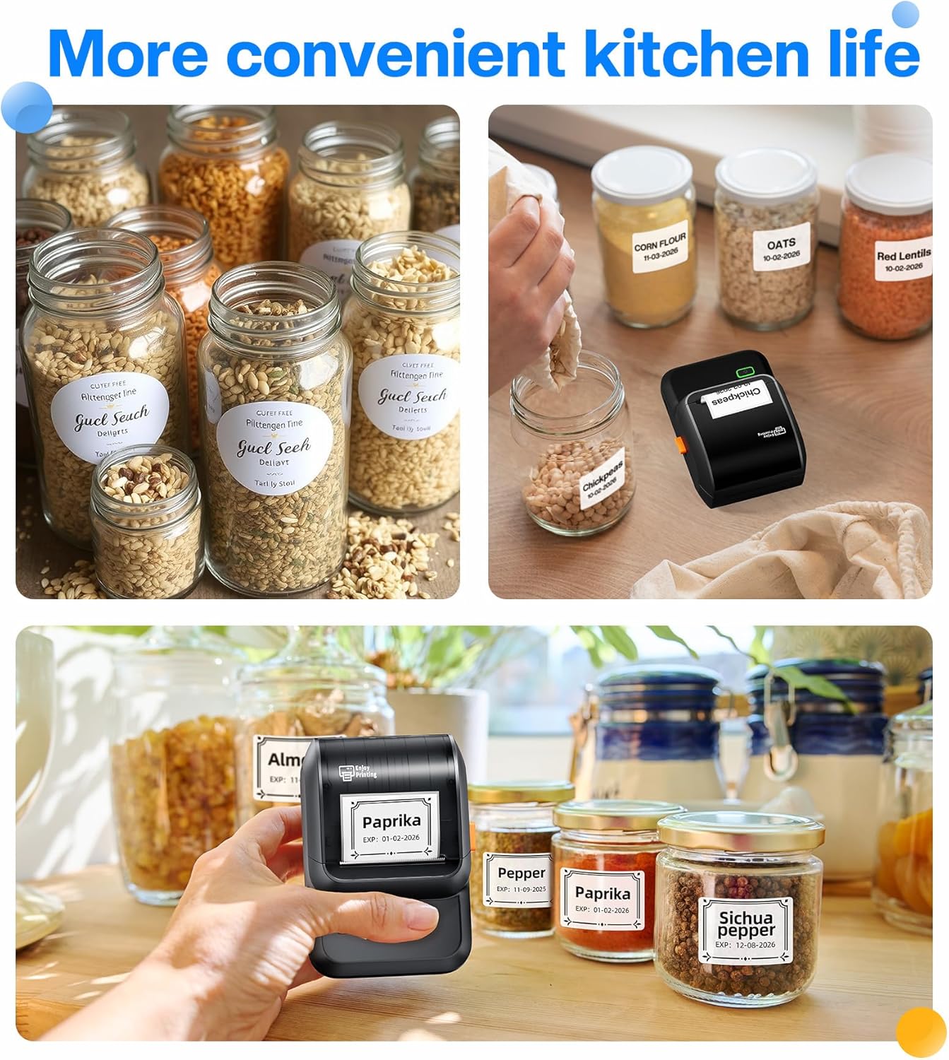 Label Maker,Barcode Label Printer, Bluetooth Label Maker Machine with Tapes for Small Business,Home Use,Logo,Sticker Printer with 80 Fonts & 300 Templates, Black - Image 7