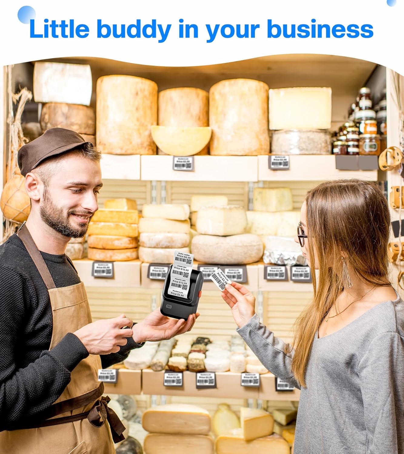 Label Maker,Barcode Label Printer, Bluetooth Label Maker Machine with Tapes for Small Business,Home Use,Logo,Sticker Printer with 80 Fonts & 300 Templates, Black - Image 9