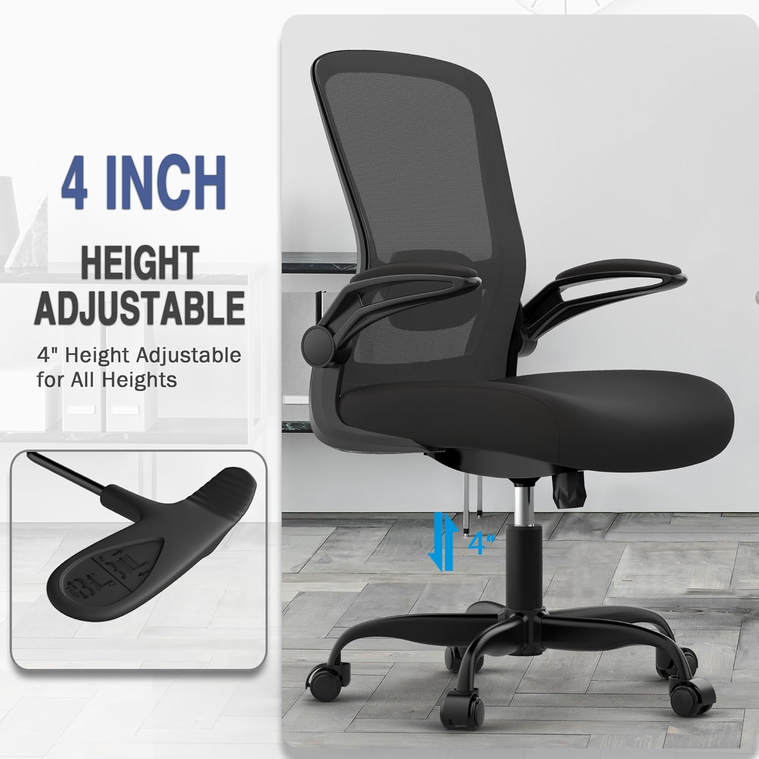 Mimoglad Office Chair, Ergonomic Desk Chair with Adjustable Lumbar Support, High Back Mesh Computer Chair with Flip-up Armrests-BIFMA Passed Task Chairs, Executive Chair for Home Office - Image 4