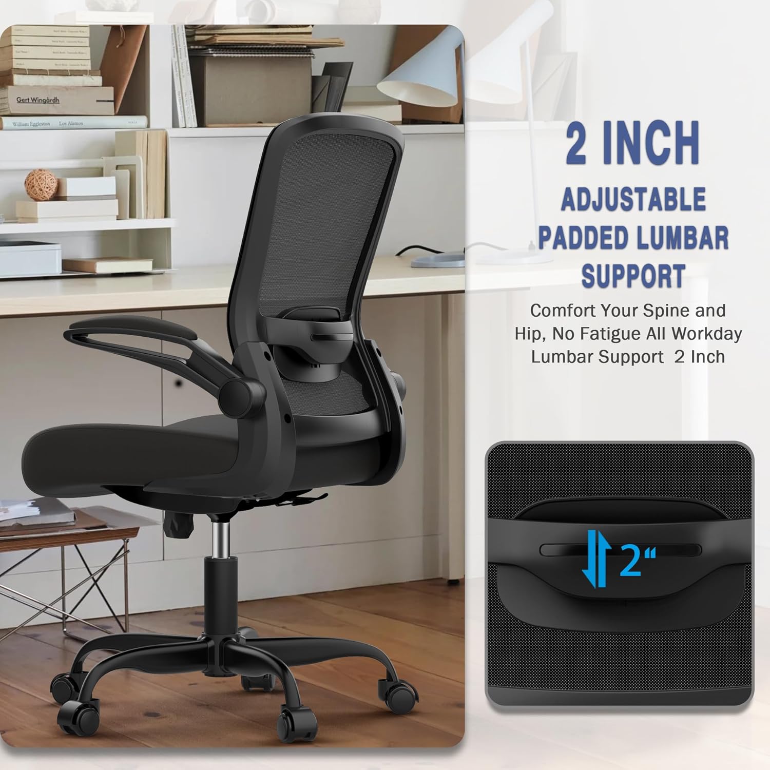 Mimoglad Office Chair, Ergonomic Desk Chair with Adjustable Lumbar Support, High Back Mesh Computer Chair with Flip-up Armrests-BIFMA Passed Task Chairs, Executive Chair for Home Office - Image 7