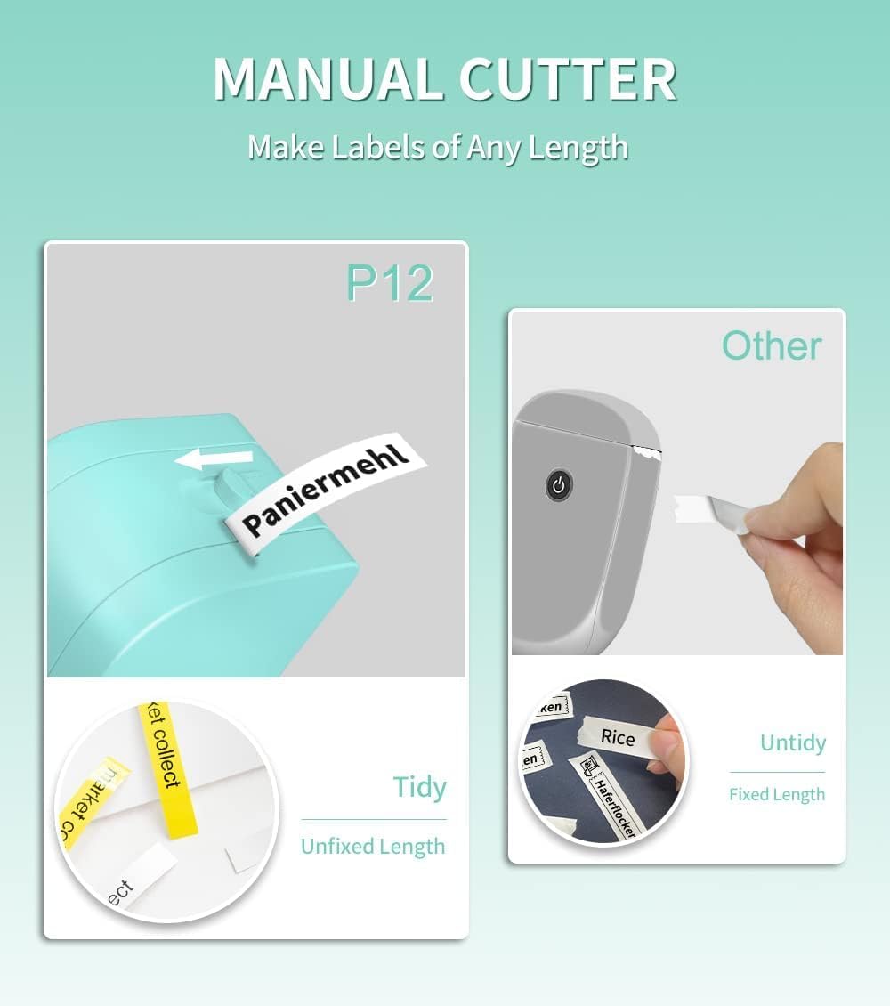 Phomemo P12 Label Maker Machine with Tape, Bluetooth Small Thermal Label Printer with Multiple Templates Mini Label Maker for Home, Kitchen, Organization, Office, Green - Image 7